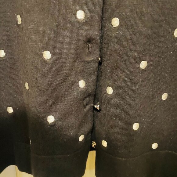 Charter Club Womens Cardigan Sweater Black White Polka Dot Size Large - Picture 7 of 8